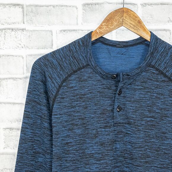 Lululemon Men's Long Sleeve Henley Shirt in Heather Blue size Small - Picture 5 of 6